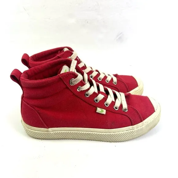 Cariuma OCA High Top Sneakers Womens 7 Red Canvas Lace Up Mens 5.5 Shoes