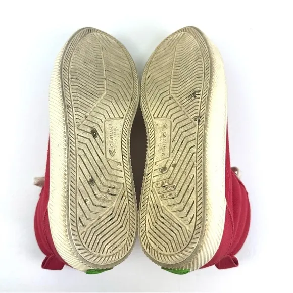 Cariuma OCA High Top Sneakers Womens 7 Red Canvas Lace Up Mens 5.5 Shoes