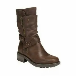 Carlos Santana Sawyer Moto Boots Booties Dark Brown