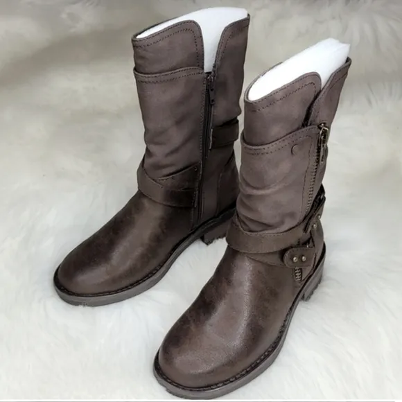 Carlos Santana Sawyer Moto Boots Booties Dark Brown