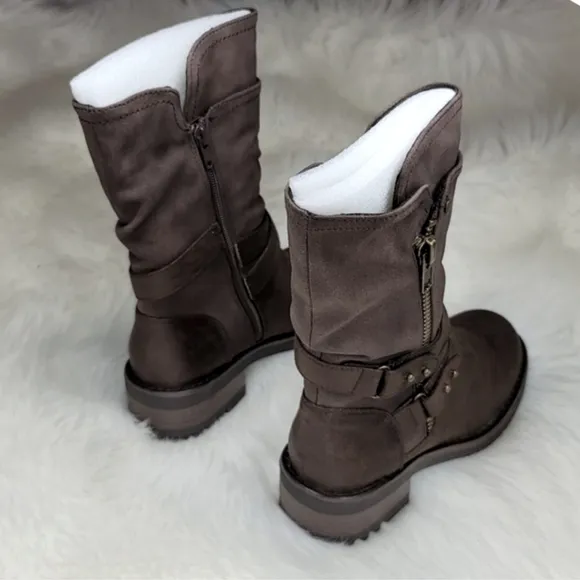Carlos Santana Sawyer Moto Boots Booties Dark Brown