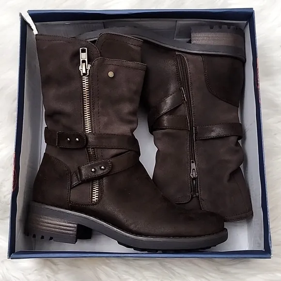 Carlos Santana Sawyer Moto Boots Booties Dark Brown