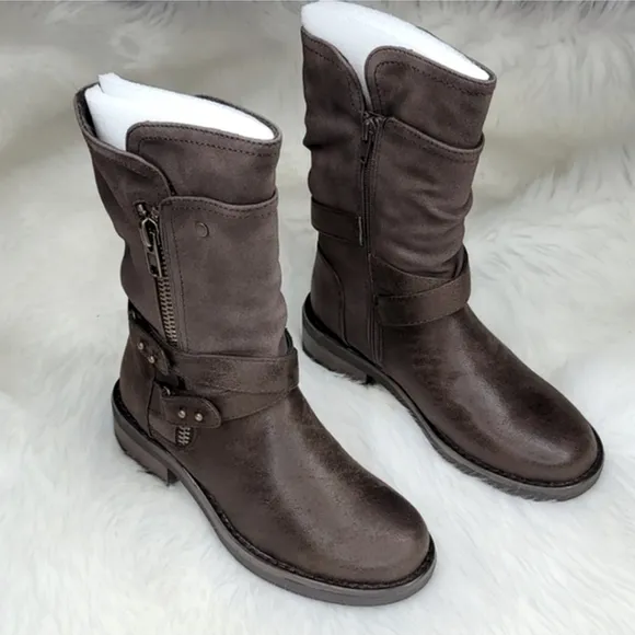 Carlos Santana Sawyer Moto Boots Booties Dark Brown
