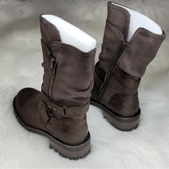 Carlos Santana Sawyer Moto Boots Booties Dark Brown
