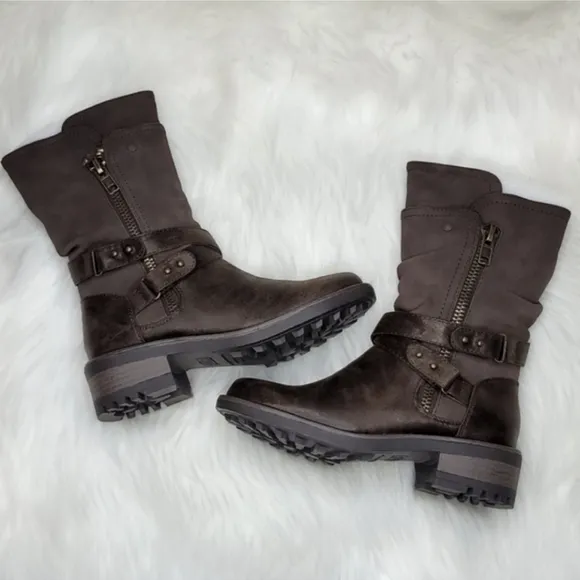 Carlos Santana Sawyer Moto Boots Booties Dark Brown