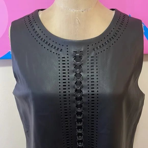 Carmen Marc Valvo Faux Vegan Leather Shift Dress NWT