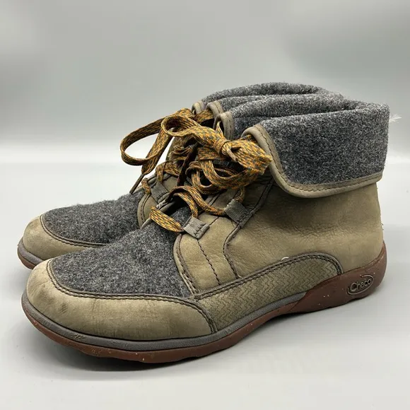 Chaco Barbary Nickel Grey Waterproof Leather Lace Up Boots