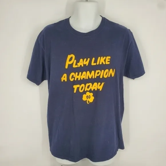 Champion Men's Notre Dame Play Like A Champion Today T-Shirt Navy Size Large