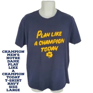 Champion Men's Notre Dame Play Like A Champion Today T-Shirt Navy Size Large