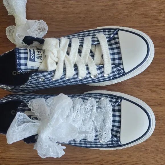 ❤️❤️Chuck Taylor All Star Lift Platform Gingham 7 Women Shoes Navy White A13664C