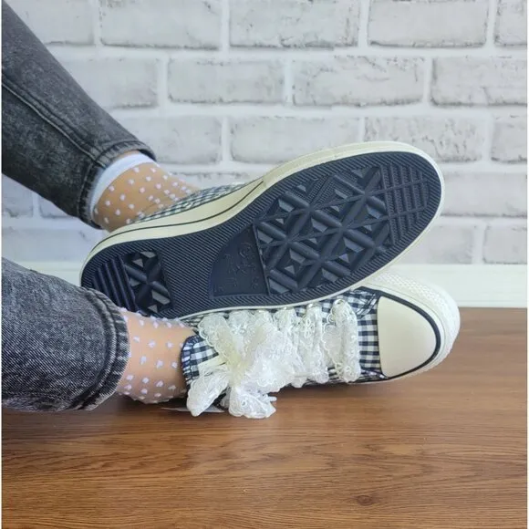 ❤️❤️Chuck Taylor All Star Lift Platform Gingham 7 Women Shoes Navy White A13664C