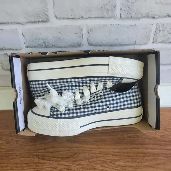 ❤️❤️Chuck Taylor All Star Lift Platform Gingham 7 Women Shoes Navy White A13664C