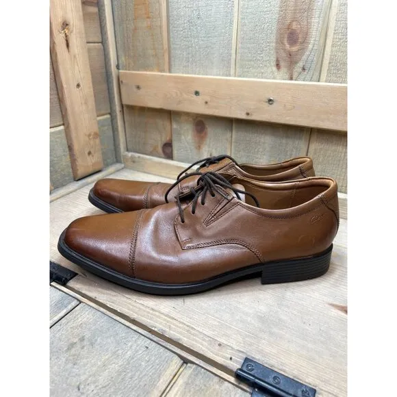 Clarks Ultimate Comfort Mens Leather Lace-Up Dress Shoes Size 10 Tan Brown