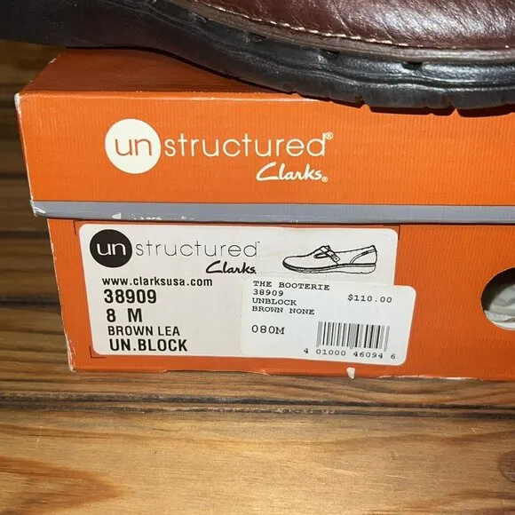 Clarks UN.BLOCK Shoes Womens Size 8 Leather Slip On Comfort Brown Mary Jane NEW