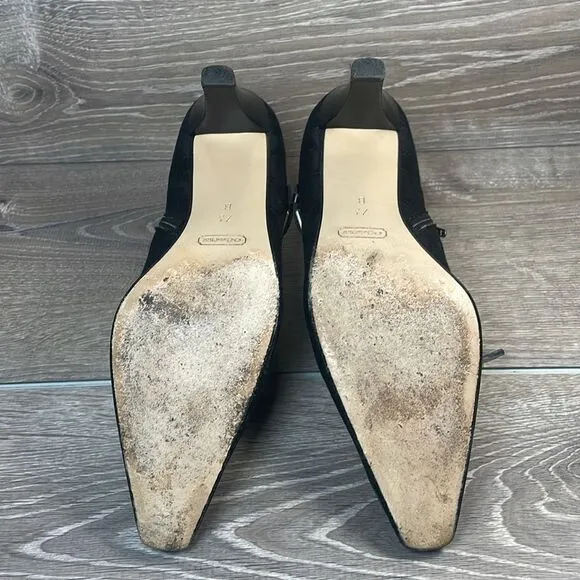 Coach Abby Y2K Black Leather Canvas “C”Monogram Women’s Sz 7.5B Zip Kitten Heels