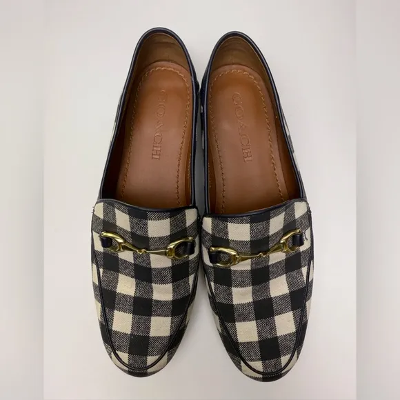 Coach Haley Loafer With Gingham Print Navy Size 5