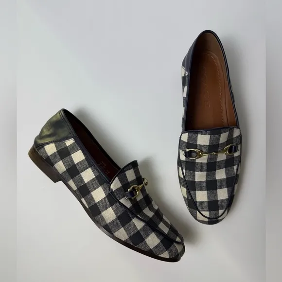 Coach Haley Loafer With Gingham Print Navy Size 5
