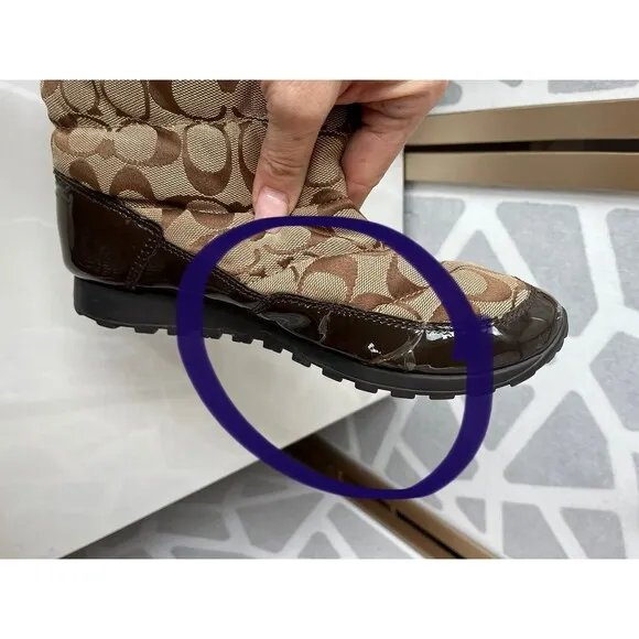 Coach Jordy Snow Boots Insulated Quilted Mid Calf 8 B Logo Flat