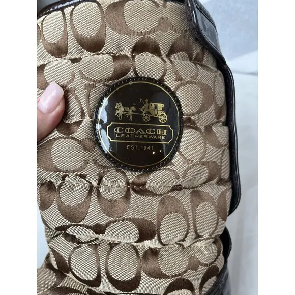 Coach Jordy Snow Boots Insulated Quilted Mid Calf 8 B Logo Flat