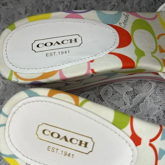 Coach Perry multicolor “CC” logo wedges sz 8.5 EUC