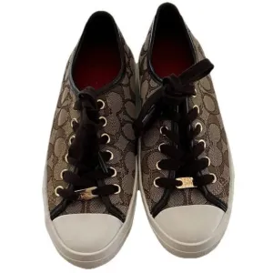 COACH Women’s Sz 6 Empire A00248 Lace up Sneakers Brown Monogram Logo