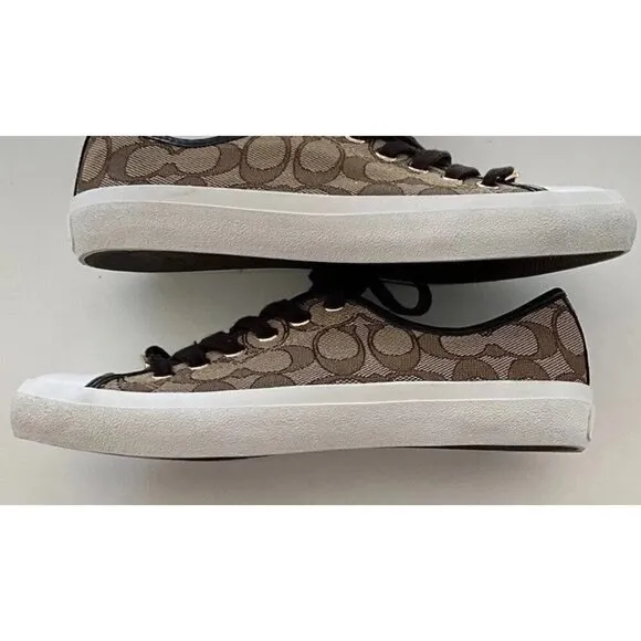 COACH Women’s Sz 6 Empire A00248 Lace up Sneakers Brown Monogram Logo