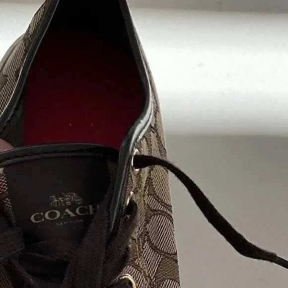 COACH Women’s Sz 6 Empire A00248 Lace up Sneakers Brown Monogram Logo