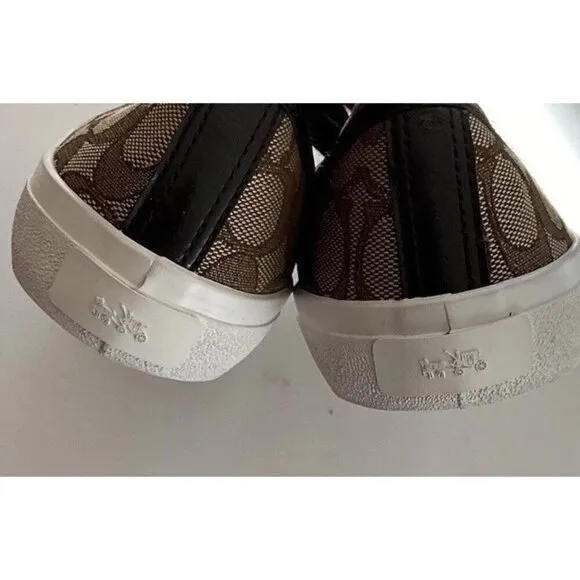COACH Women’s Sz 6 Empire A00248 Lace up Sneakers Brown Monogram Logo