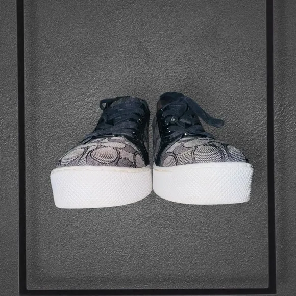 Coach Women’s Sz 8.5 Canvas Paddy Shoes Black/Grey Signature C Design