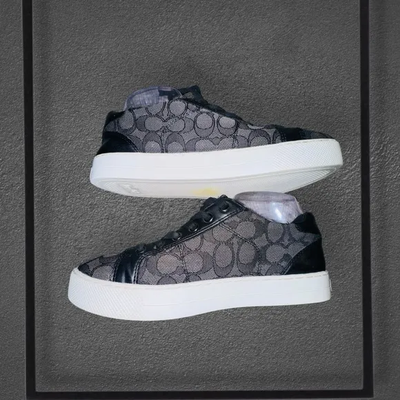 Coach Women’s Sz 8.5 Canvas Paddy Shoes Black/Grey Signature C Design