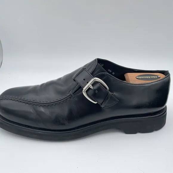 Cole Haan Black Leather Monk Strap Bicycle Toe Slip On with Vibram Soles Mens 12