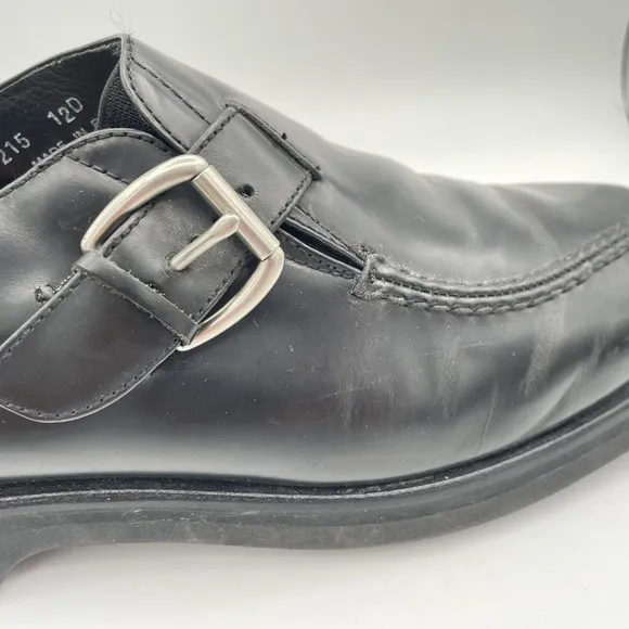 Cole Haan Black Leather Monk Strap Bicycle Toe Slip On with Vibram Soles Mens 12