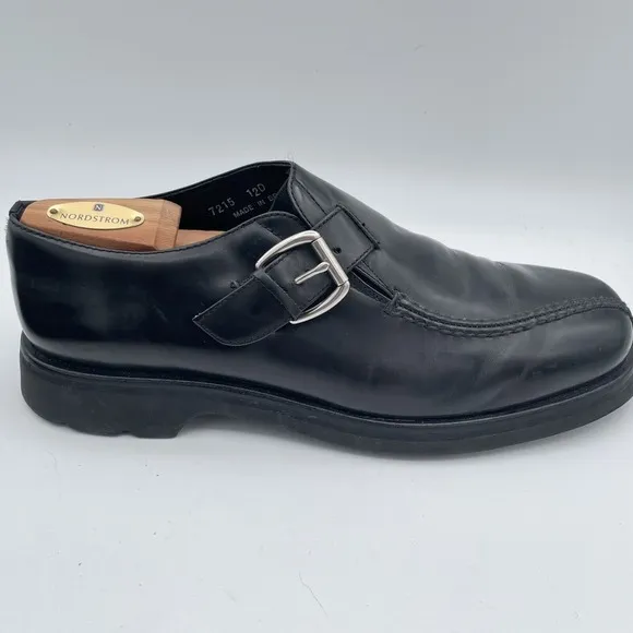Cole Haan Black Leather Monk Strap Bicycle Toe Slip On with Vibram Soles Mens 12