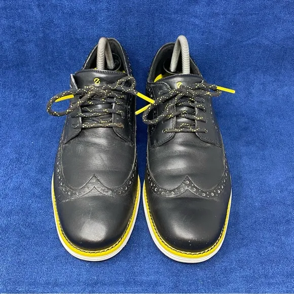 Cole Haan Original Grand Wingtip Oxford Golf Shoes Mens Size 8.5 M Black yellow