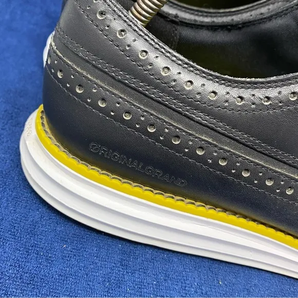 Cole Haan Original Grand Wingtip Oxford Golf Shoes Mens Size 8.5 M Black yellow