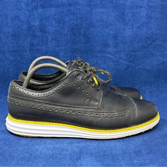 Cole Haan Original Grand Wingtip Oxford Golf Shoes Mens Size 8.5 M Black yellow