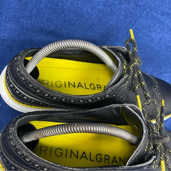 Cole Haan Original Grand Wingtip Oxford Golf Shoes Mens Size 8.5 M Black yellow