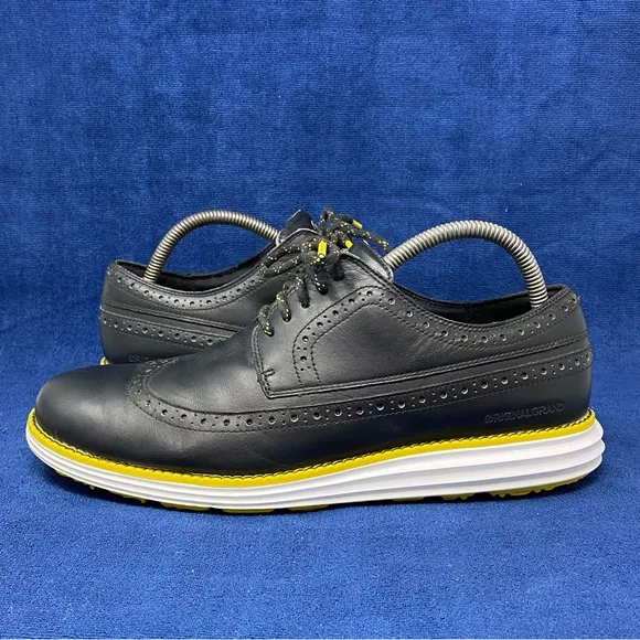 Cole Haan Original Grand Wingtip Oxford Golf Shoes Mens Size 8.5 M Black yellow