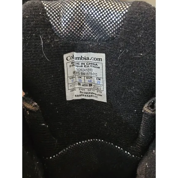 Columbia Boots Mens 11 Black Bugaboot Insulated Waterproof Omni-Heat Black
