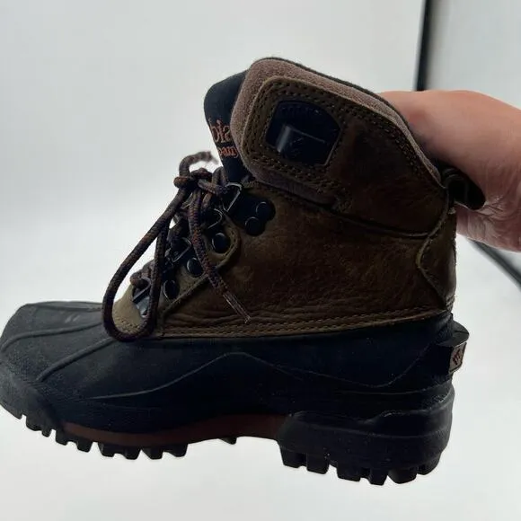 Columbia Bugabootoo Waterproof Winter Boots Womens Size 7 Green Leather Rubber