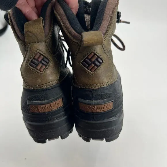 Columbia Bugabootoo Waterproof Winter Boots Womens Size 7 Green Leather Rubber