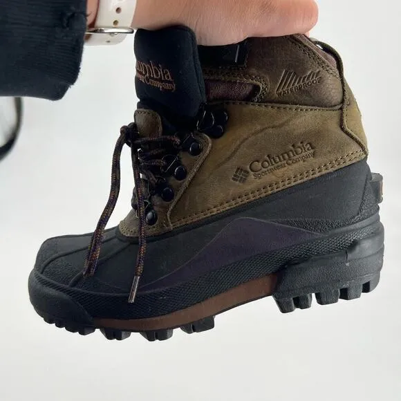 Columbia Bugabootoo Waterproof Winter Boots Womens Size 7 Green Leather Rubber