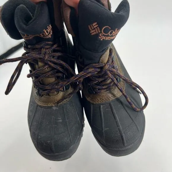 Columbia Bugabootoo Waterproof Winter Boots Womens Size 7 Green Leather Rubber