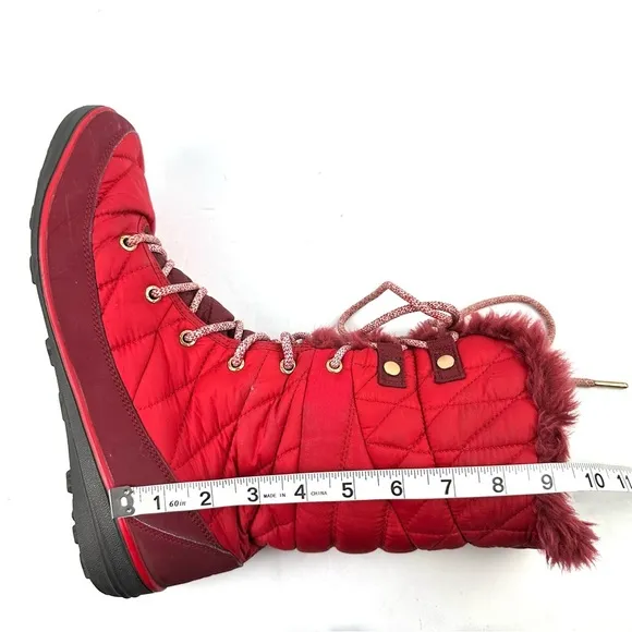 Columbia Heavenly Omni Heat Boots 12 Womens Red Waterproof Lace Up Bootie