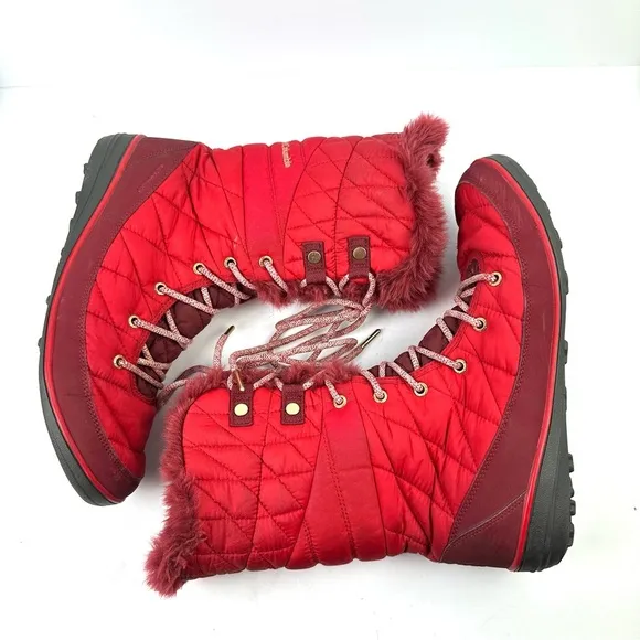 Columbia Heavenly Omni Heat Boots 12 Womens Red Waterproof Lace Up Bootie
