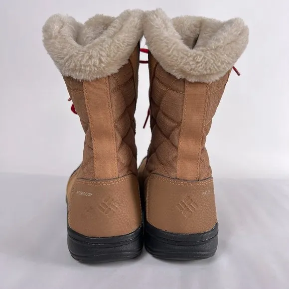 Columbia Ice Maiden Winter Tan White Waterproof Leather Insulated Winter Boots 7