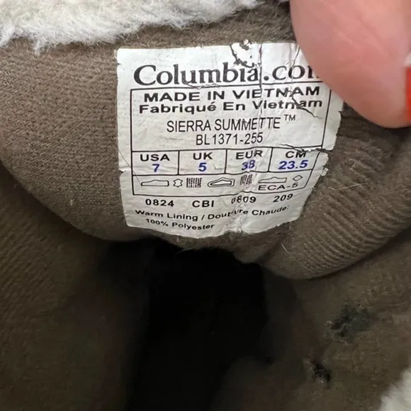 Columbia Sierra Summette Winter Snow Boots Brown waterproof warm women size 7