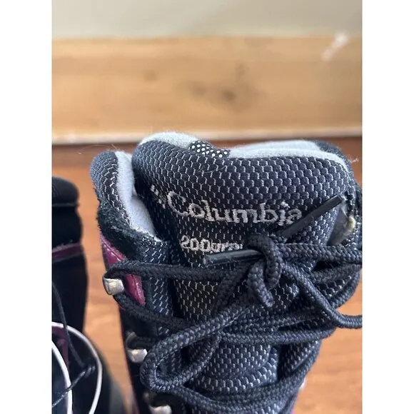 Columbia Snowboot 200g Insulated Waterproof Boots  Womens 9.5 Purple &amp; B…