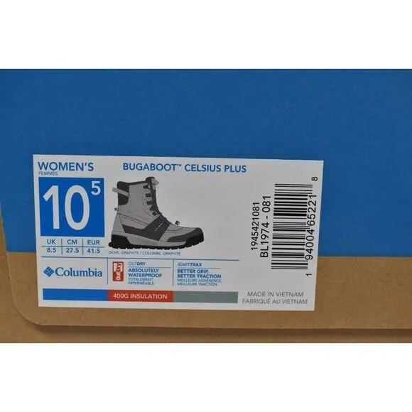Columbia Womens Sz 10.5 Bugaboot Celsius Plus OUTDRY Insulated Winter Snow Boots
