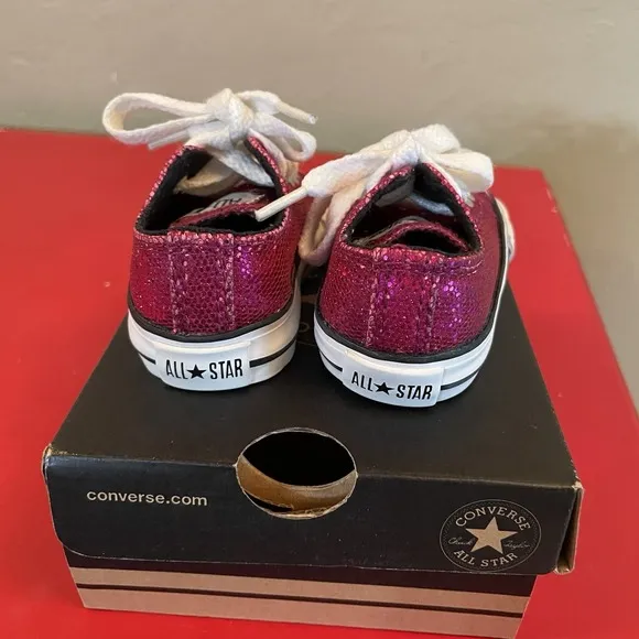 Converse All Star Chuck Taylor Bright Pink Sparkle Infant Shoes Laces Glitter